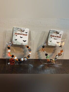 Halloween Beaded Bracelets - Orange, Black & White